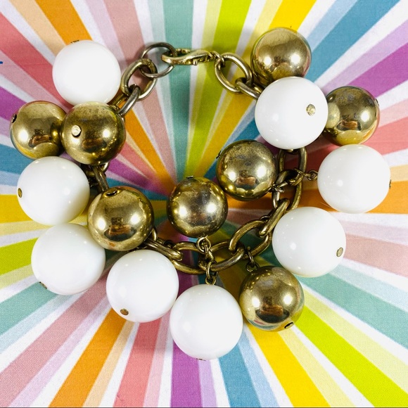 Vintage Jewelry - Awesome vintage bubble gum-ball gold and white cha cha bracelet
